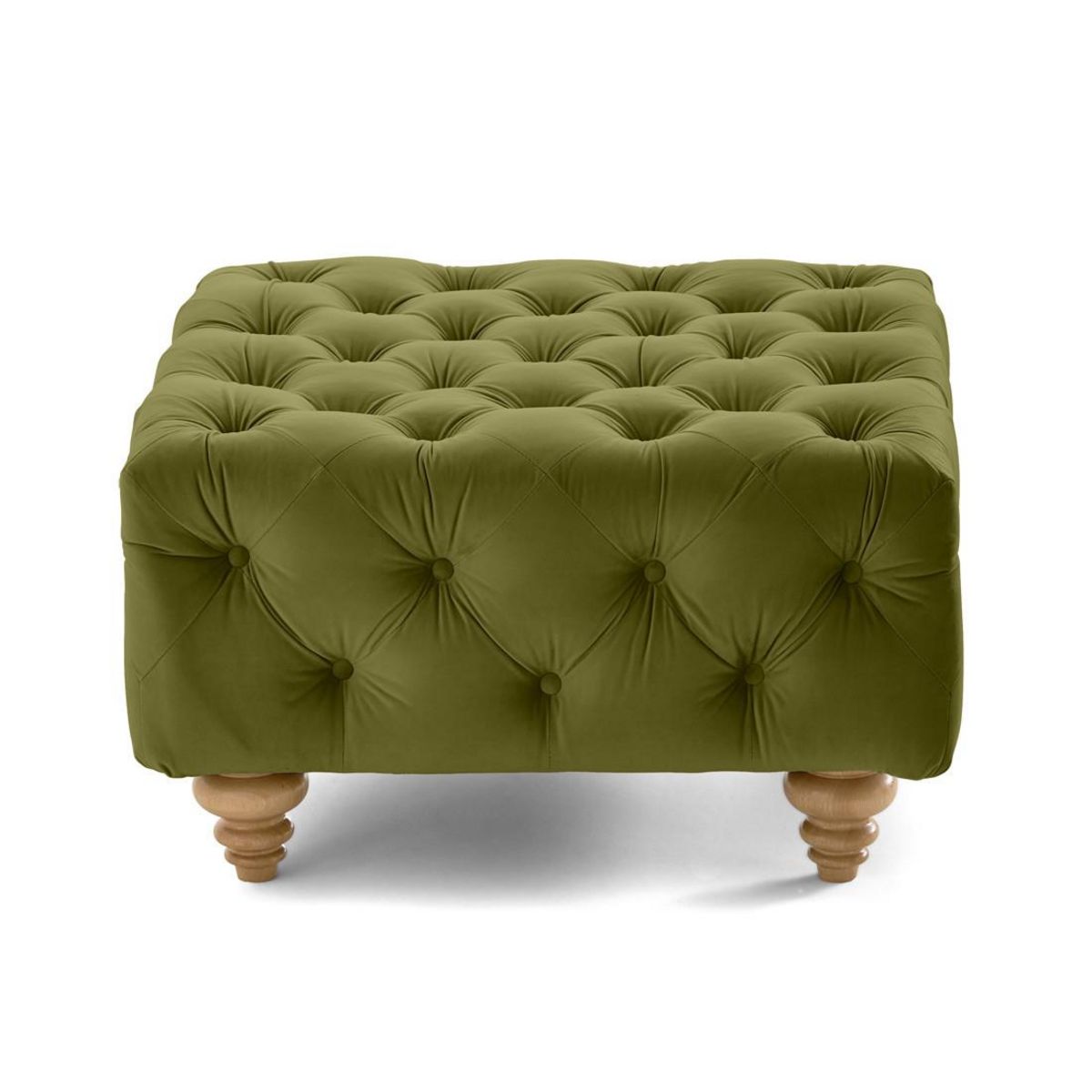 LISA DESIGN Walter - pouf chesterfield en velours - pieds bois