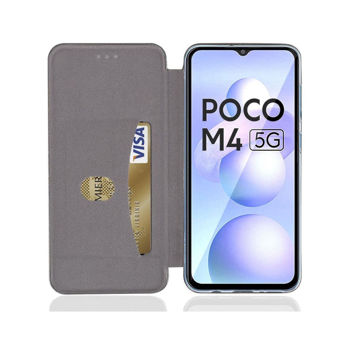 IBROZ Etui Xiaomi Poco M4 5G Cuir Bleu