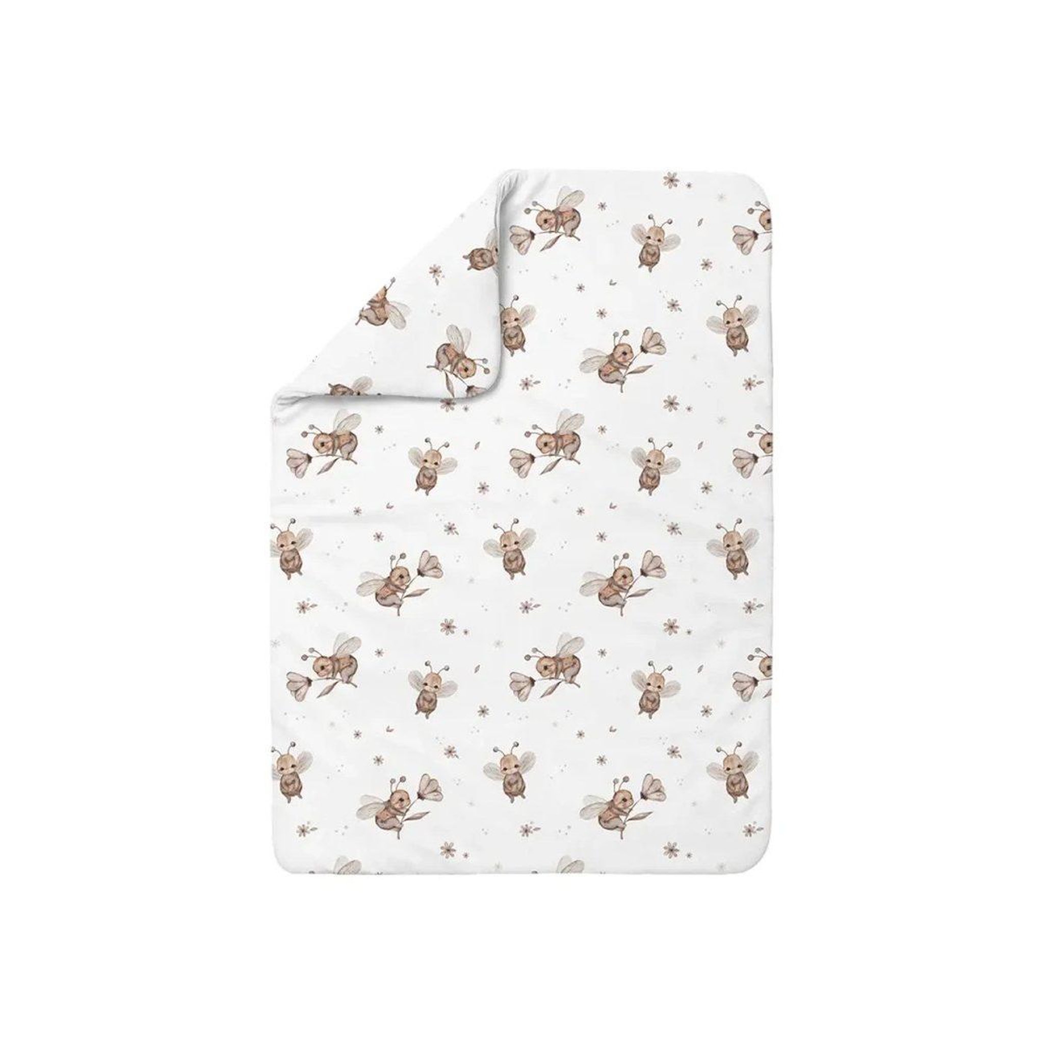 WALDIN Couette bébé 100 × 75 cm - motif abeilles, blanc