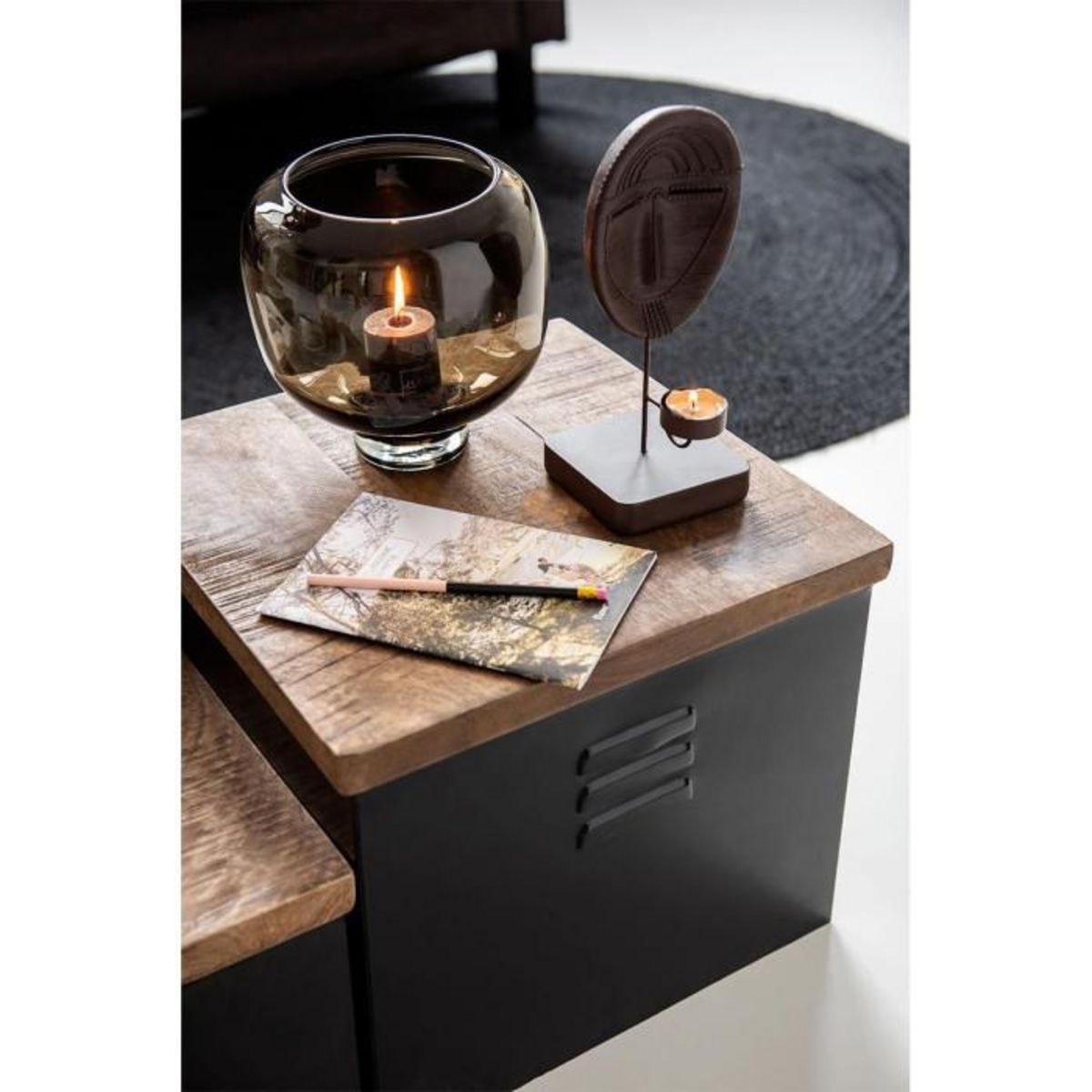 Paris Prix Vase Rond en Verre  Pied  14cm Marron Foncé