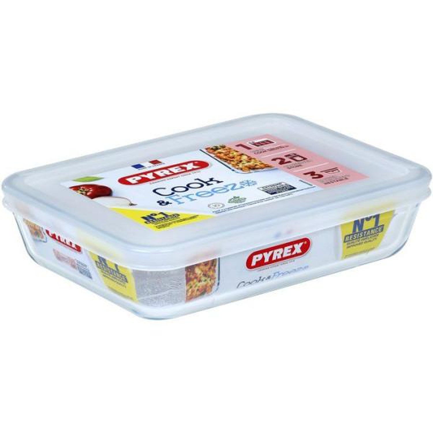 Boîtes de conservation rectangulaires PYREX Cook & Freez Lot de 4 Empilables Verre borosilicate - vue 2