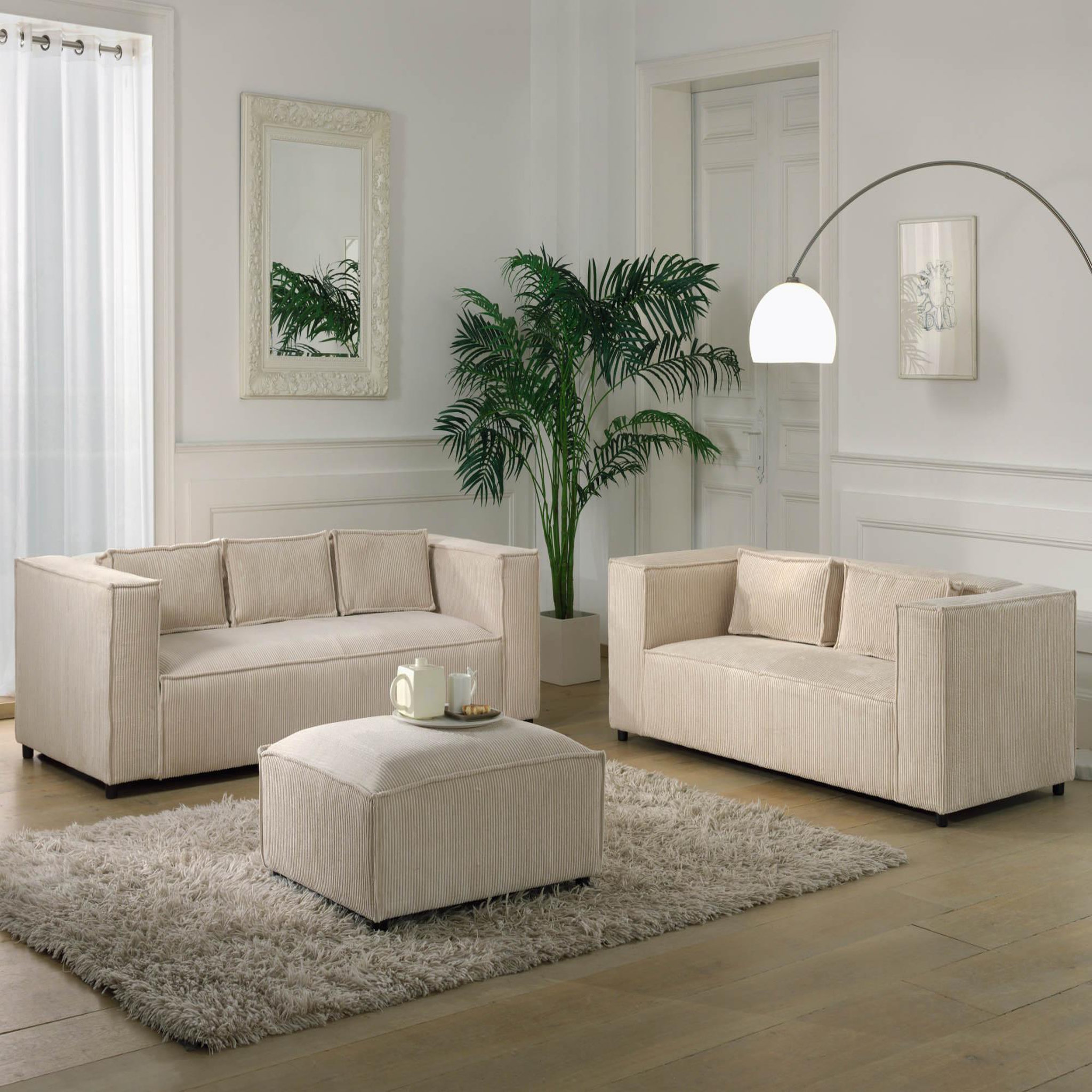 Voir la diapositive 4 : LISA DESIGN Stella - canapé fixe 3 places - en velours côtelé - style contemporain