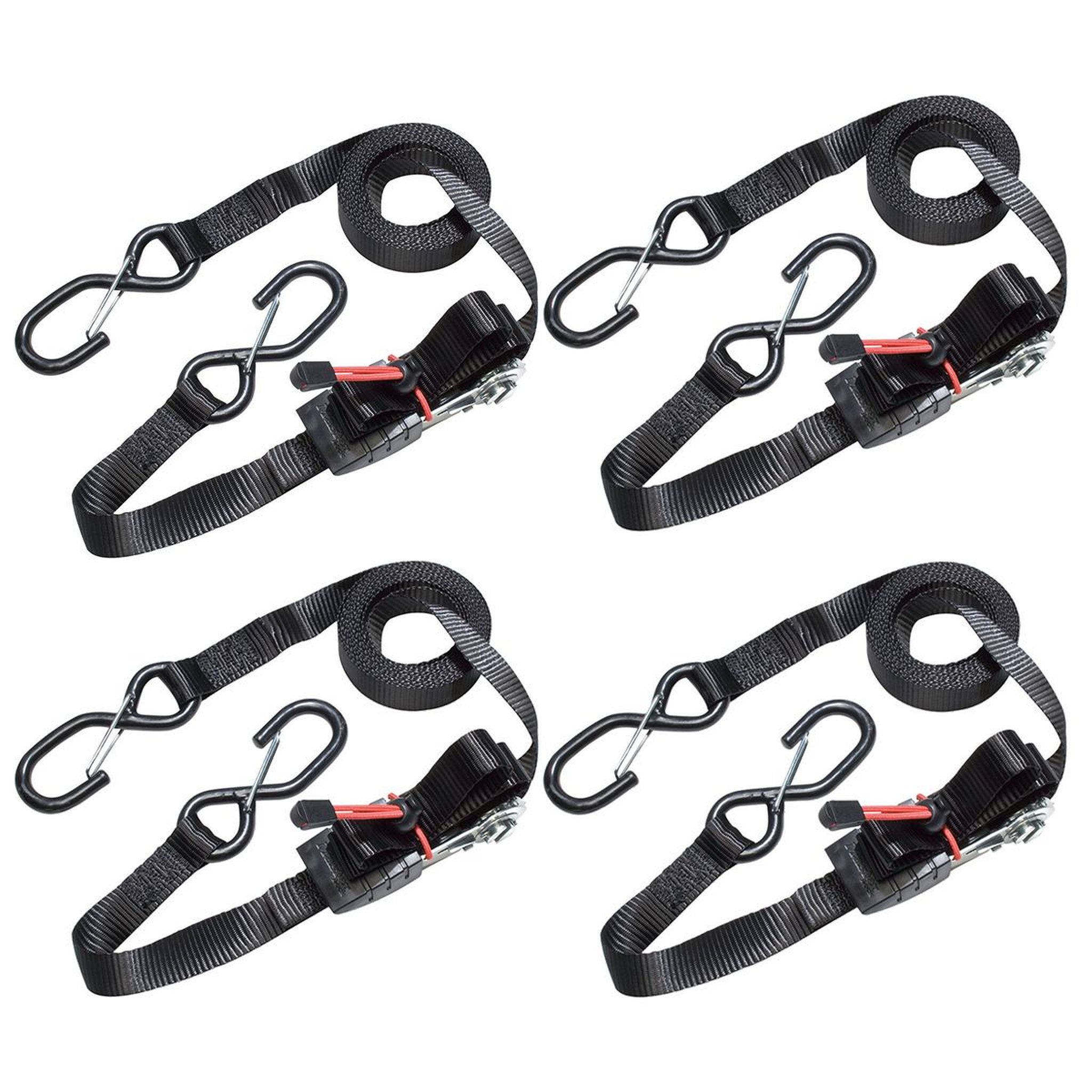 Master lock 3056eurdat sangle d'arrimage avec crochets et cliquet, noir, 4,25m x 25mm sangle, pack de 4