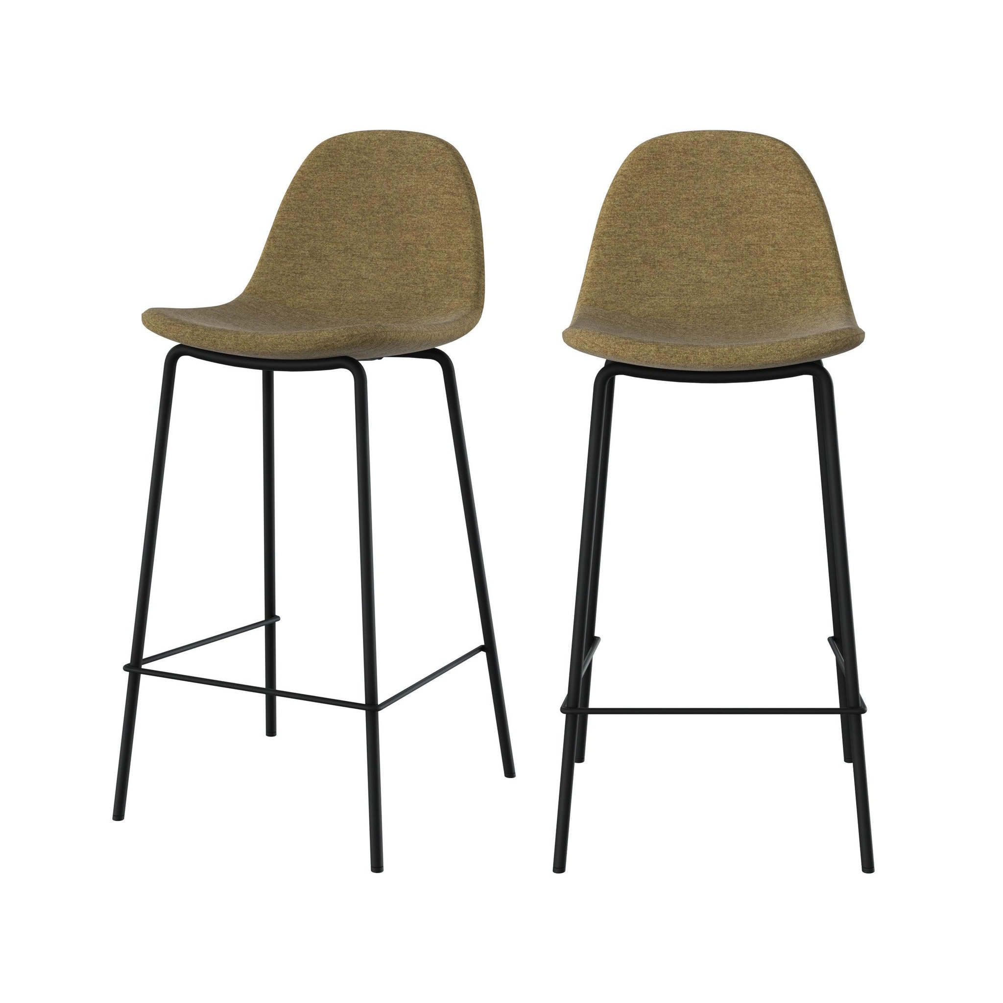 MAISON PAVANE Lot de 2 chaises pour îlot central en tissu vert kaki 65,5 cm-henrik