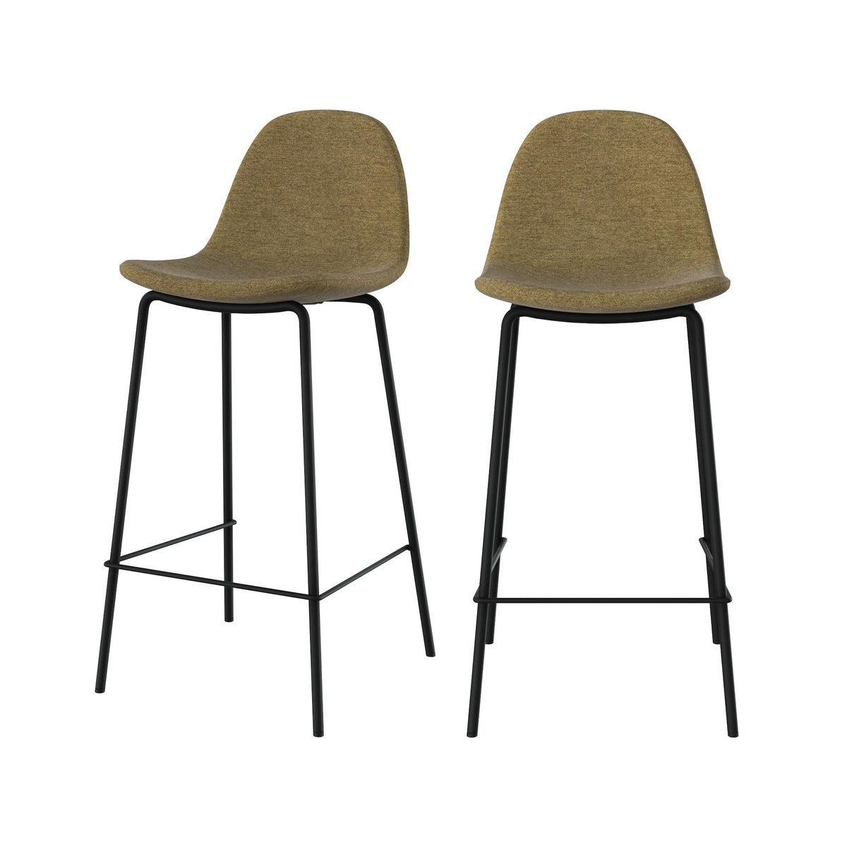 Rendez vous déco Lot de 2 chaises pour îlot central en tissu vert kaki 65,5 cm-Henrik