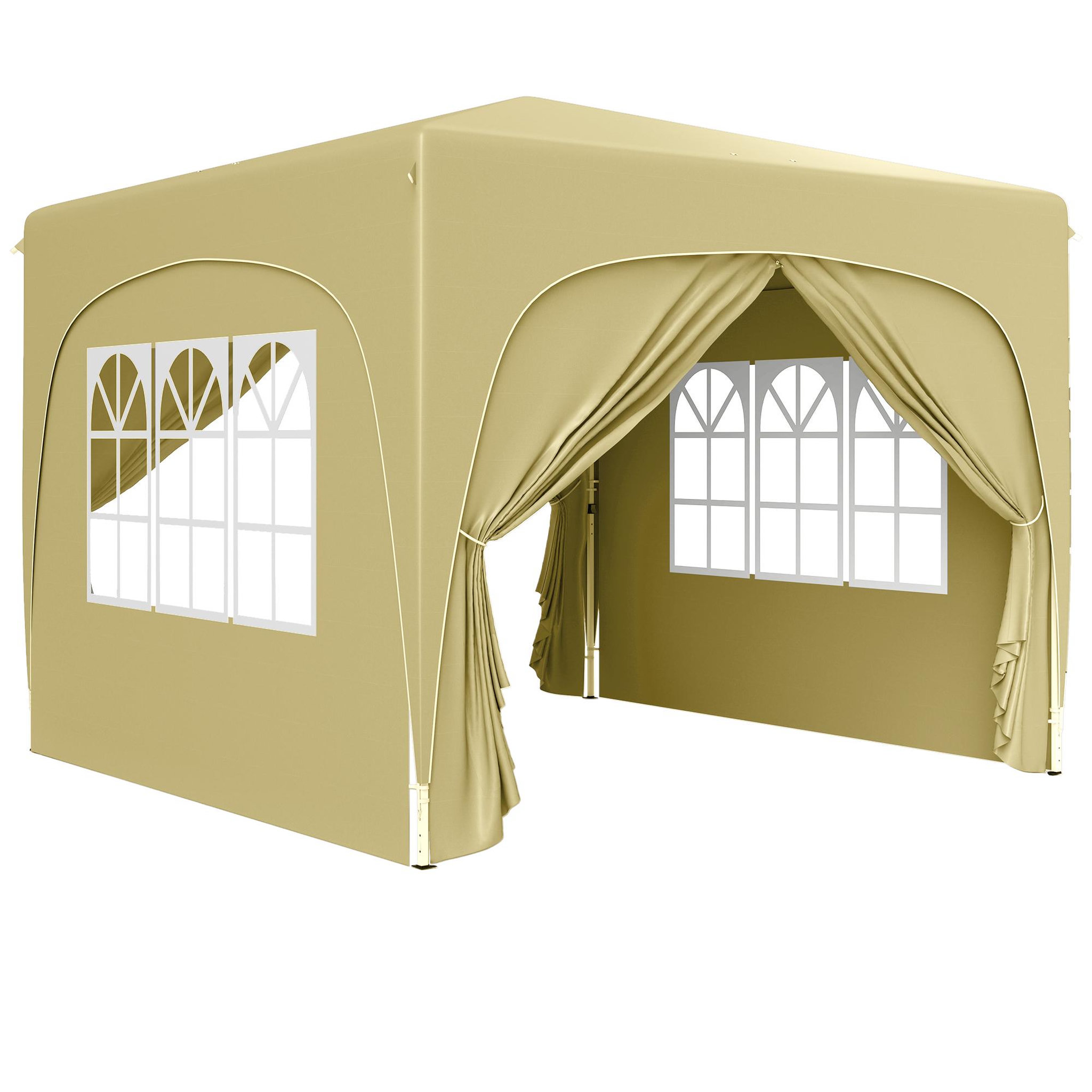 Voir la diapositive 1 : OUTSUNNY Tonnelle barnum pop up automatique 3x3m hauteur réglable sac transport inclus coloris sable
