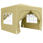 OUTSUNNY Tonnelle barnum pop up automatique 3x3m hauteur réglable sac transport inclus coloris sable