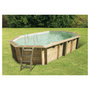 Voir la diapositive 2 : UBBINK Piscine hors sol bois octogonale - 400X610x130cm -  Liner Beige- OCEA 
