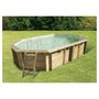 Voir la diapositive 2 : UBBINK Piscine hors sol bois octogonale - 400X610x130cm -  Liner Beige- OCEA 