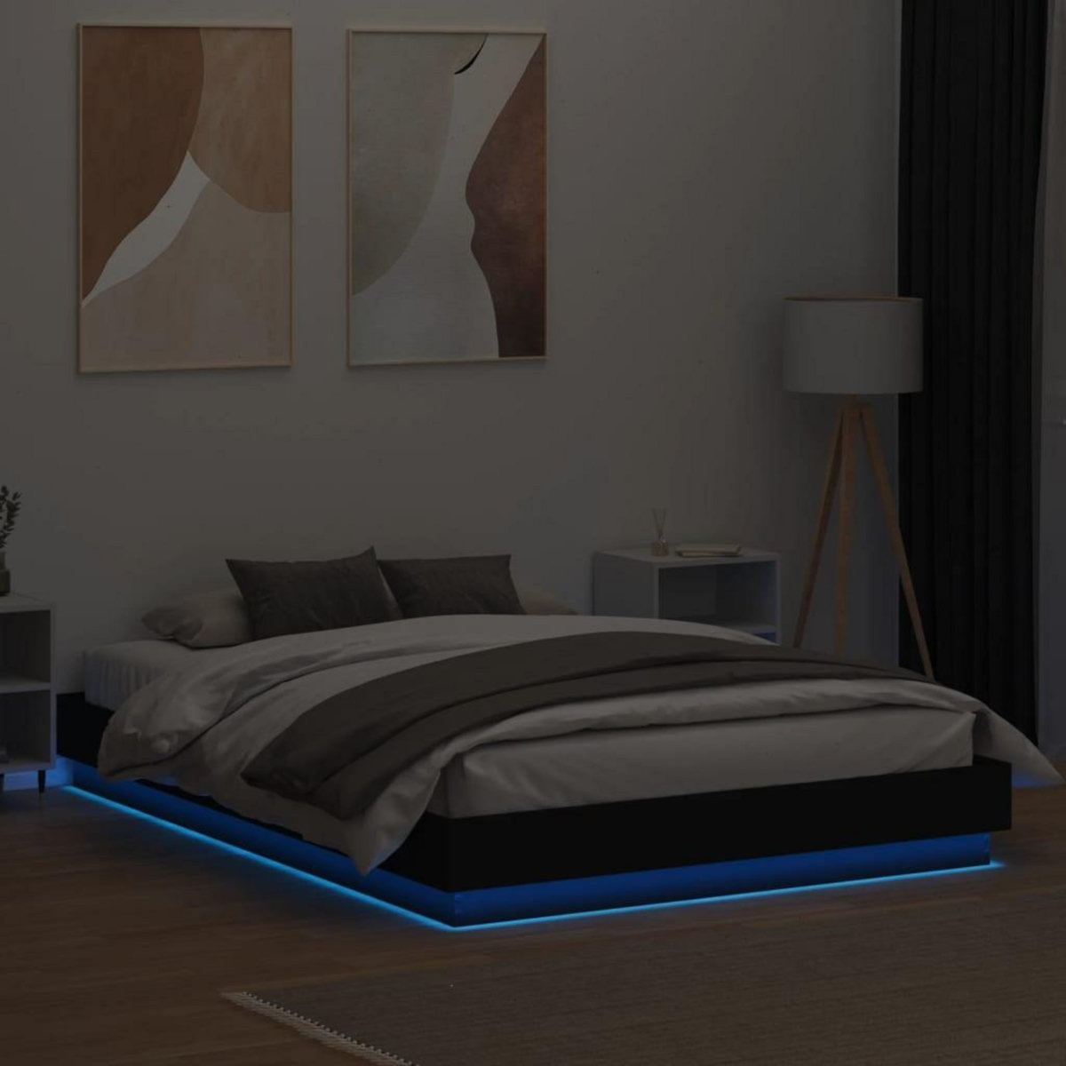 VIDAXL Cadre de lit avec LED sans matelas noir 150x200 cm