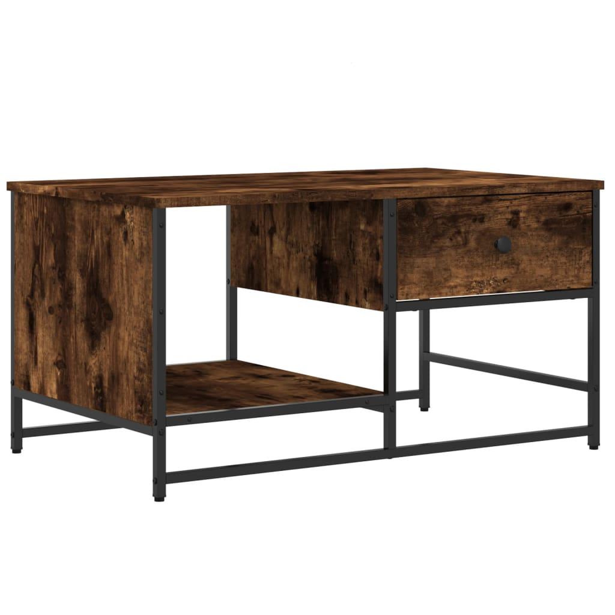 Voir la diapositive 2 : VIDAXL Table basse chene fume 85,5x51x45 cm bois d'ingenierie