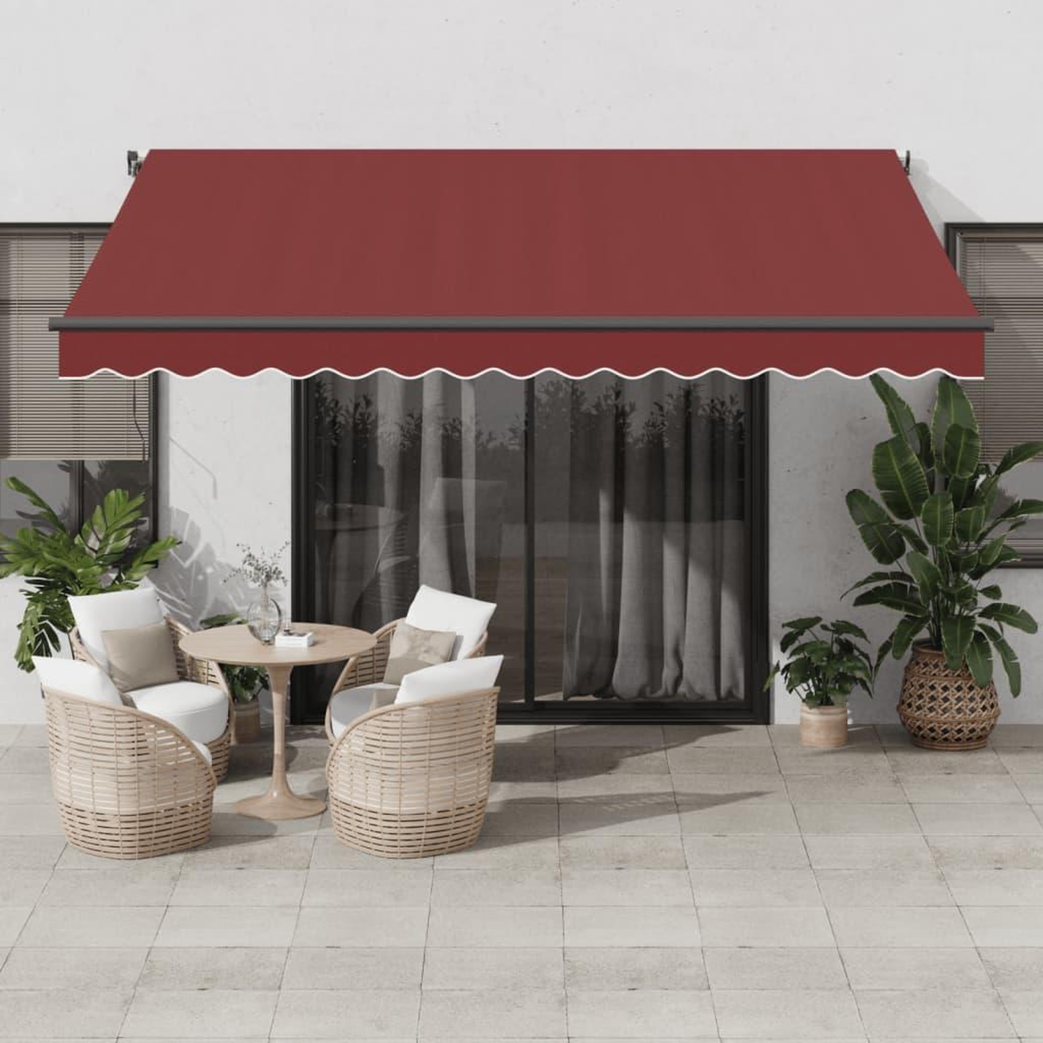 VIDAXL Auvent retractable automatique avec LED bordeaux 400x350 cm