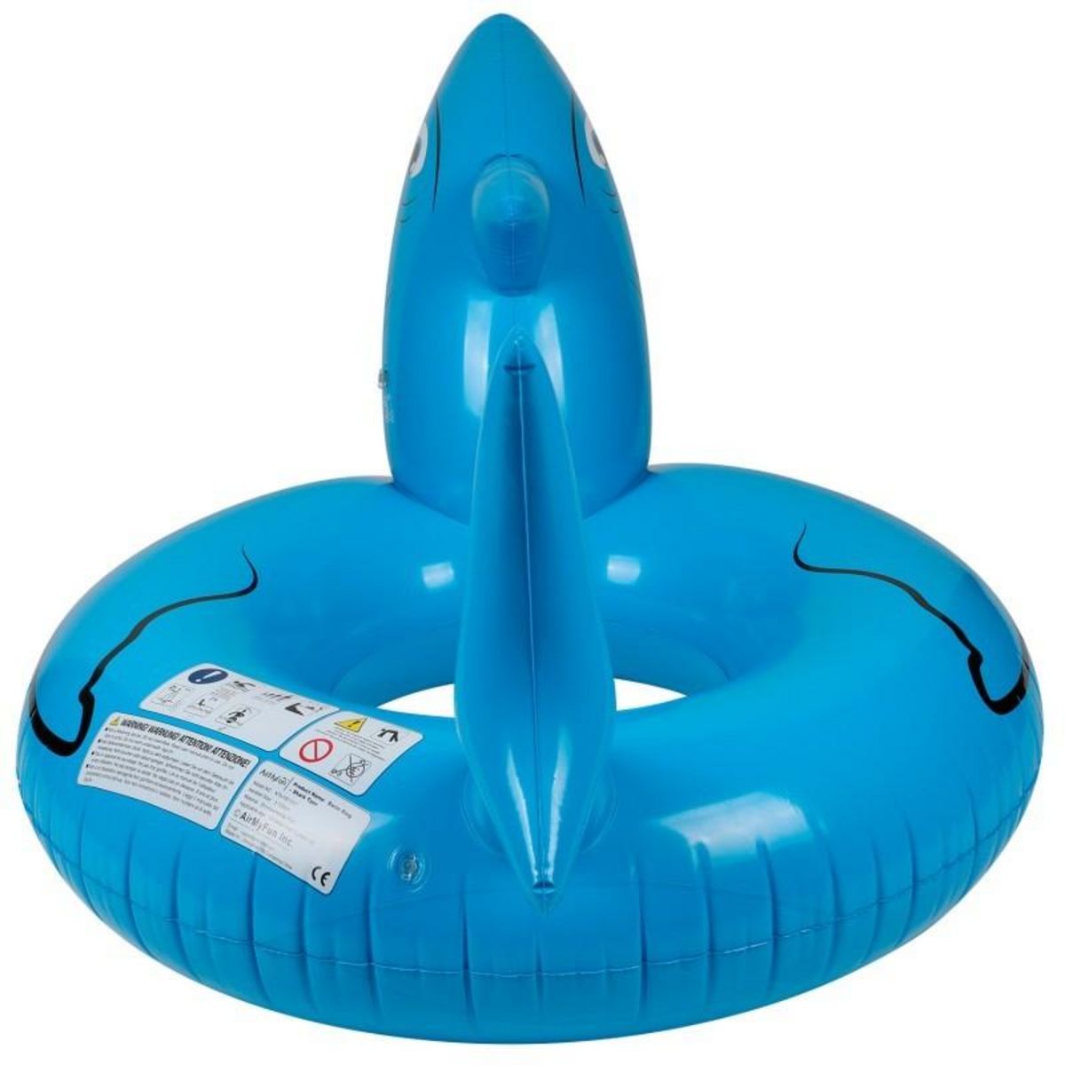 AIRMYFUN Bouée Gonflable Ronde XXL pour Piscine & Plage Ultra Confort, Flotteur Deluxe - Requin ø115cm