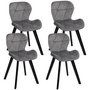 Voir la diapositive 1 : ID MARKET Lot de 4 chaises ROBINE en velours gris clair pieds noirs