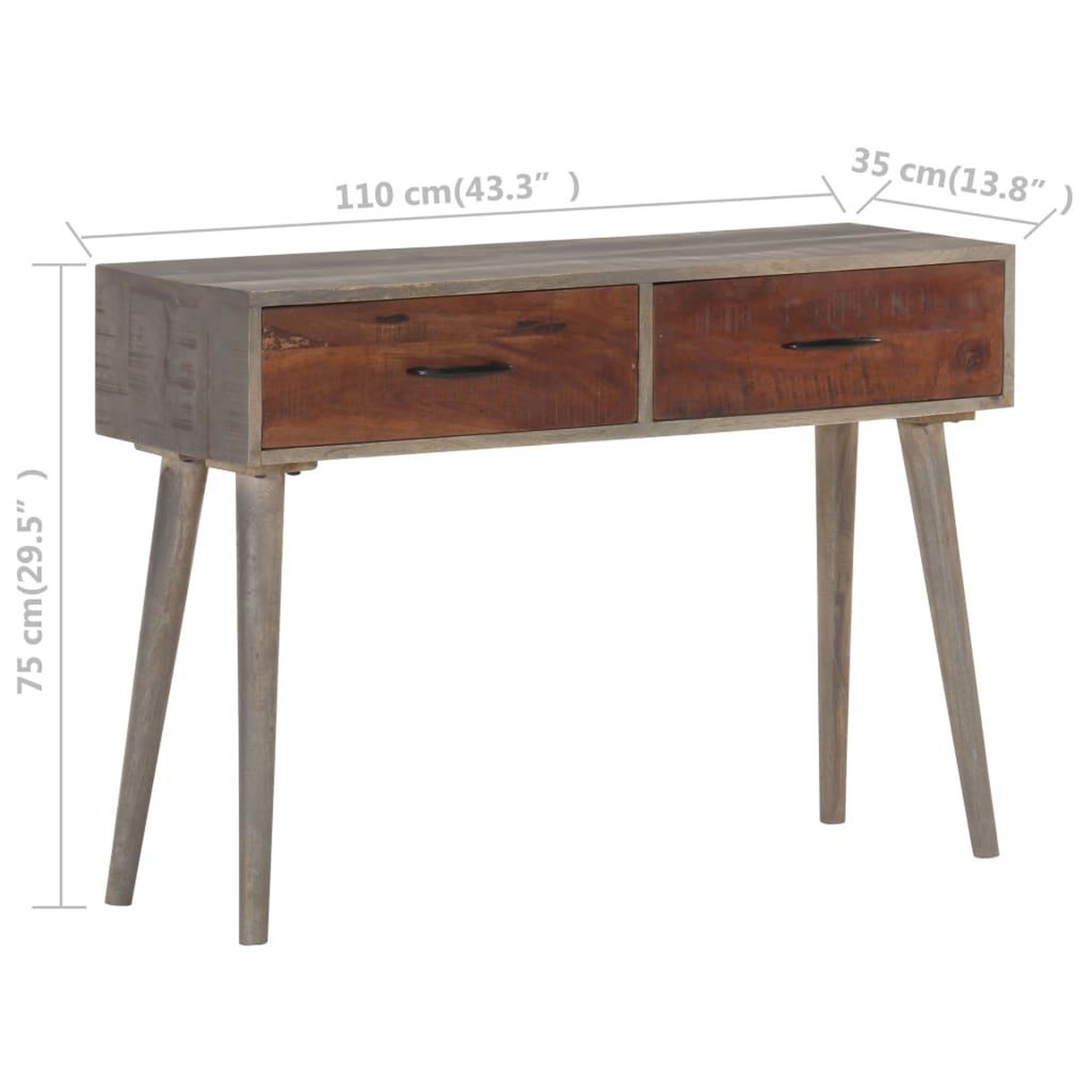 Voir la diapositive 6 : VIDAXL Table console gris 110x35x75 cm bois de manguier massif brut