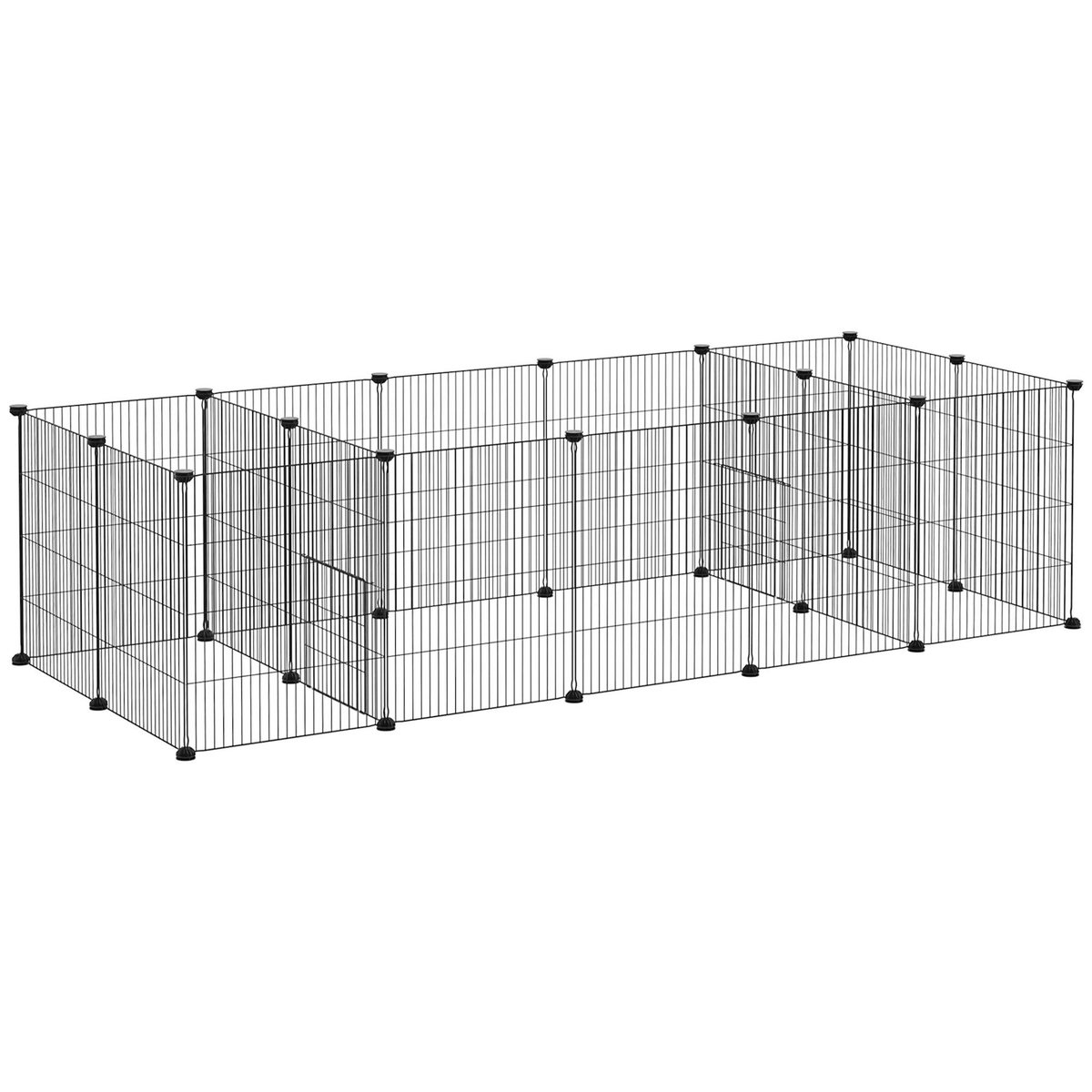 PAWHUT Parc enclos modulable petits animaux lapins rongeurs chiots - 18 panneaux en fil d'acier - 2 portes - 175L x 70l x 45H cm - noir