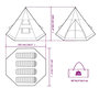 Voir la diapositive 6 : VIDAXL Tente de camping tipi 4 personnes vert impermeable