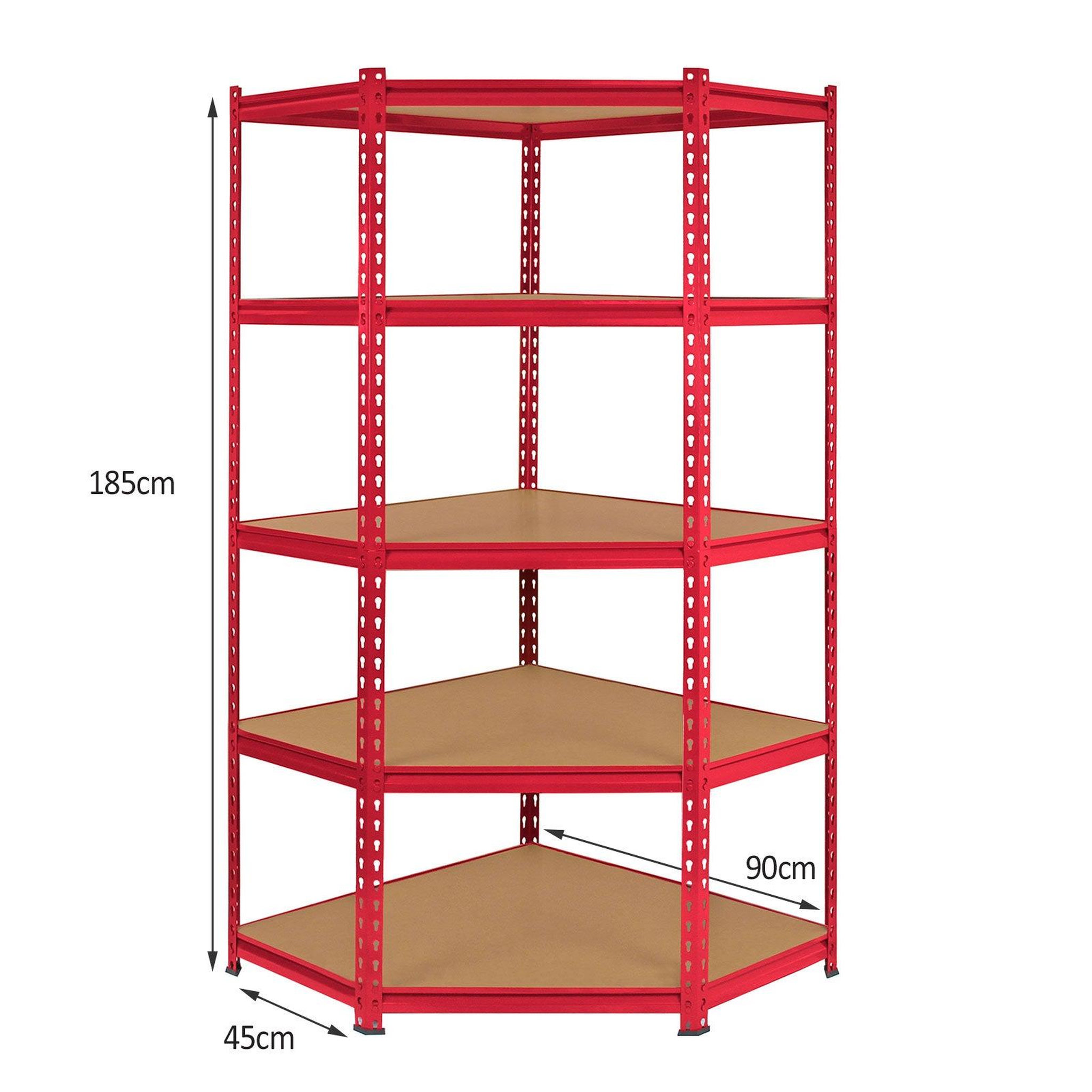 Voir la diapositive 4 : MONSTER RACKING 1 rayonnage d'angle z-rax en acier rouge 90cm x 45cm x 183cm