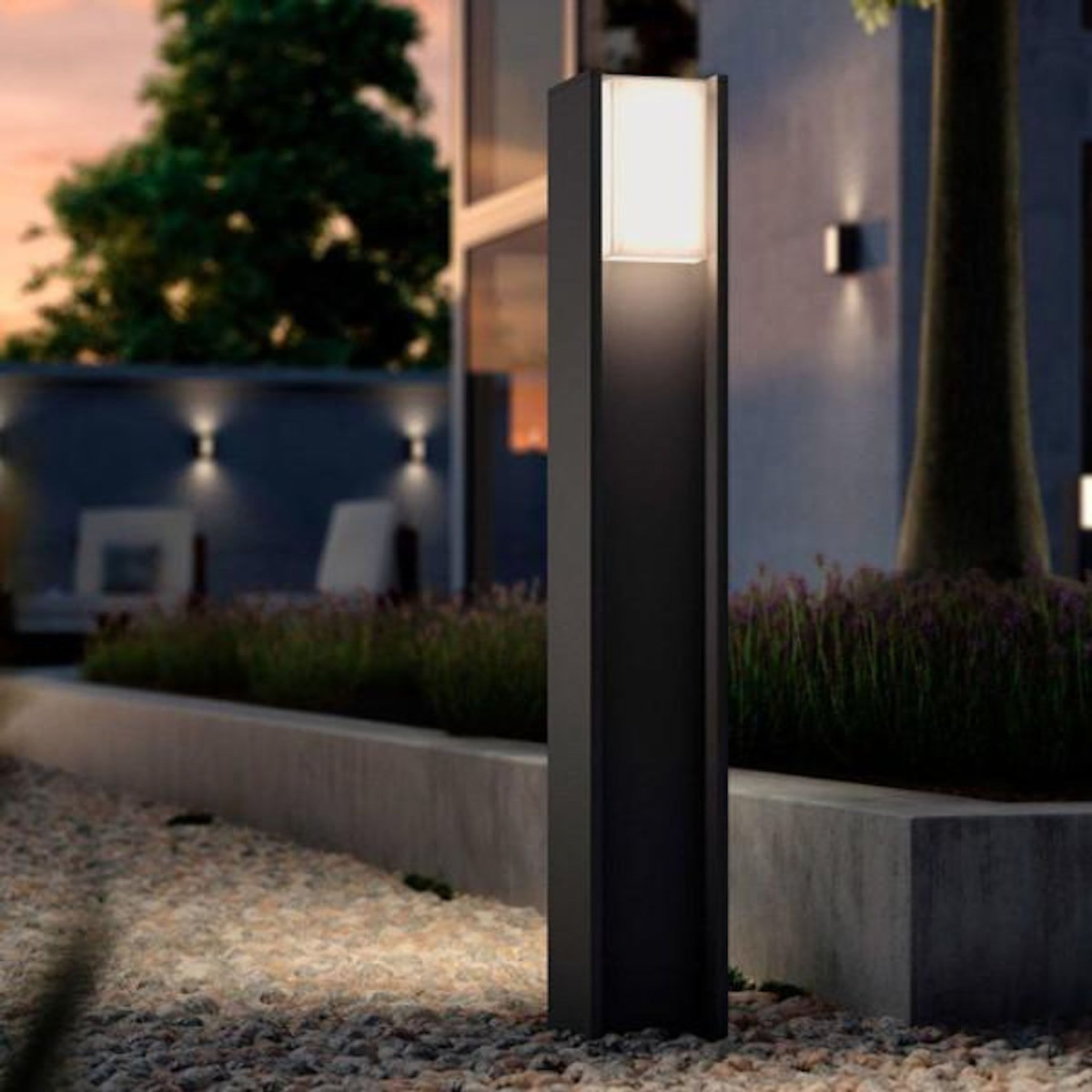 PHILIPS HUE Borne lumineuse - PHILIPS HUE - Turaco - Gris anthracite - IP44 - Lumiere blanche et colorée - 1100 lumens