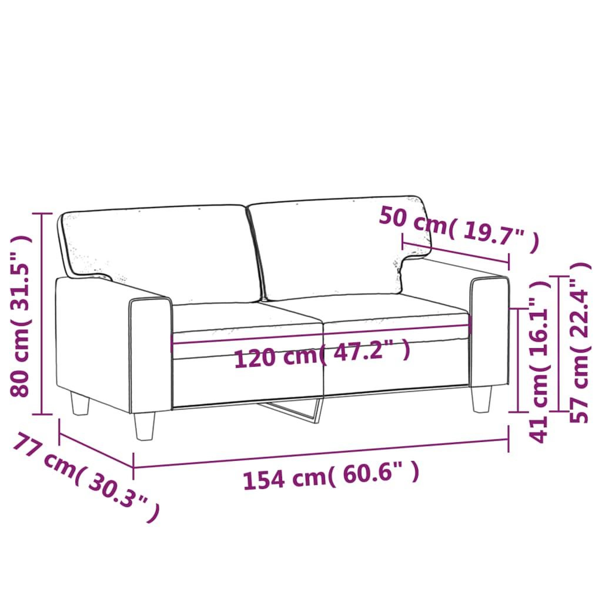 Voir la diapositive 6 : VIDAXL Canape a 2 places Cappuccino 120 cm Similicuir
