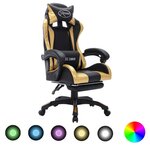 VIDAXL Fauteuil de jeux video avec LED RVB Dore et noir Similicuir
