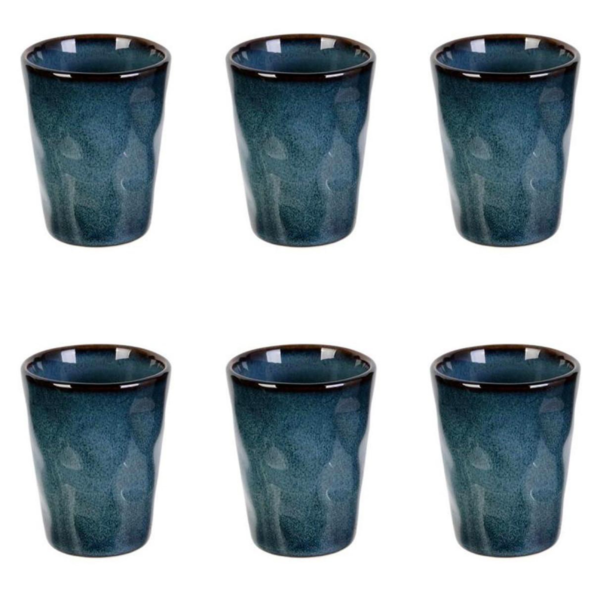The Home Deco Factory Lot de 6 tasses  au grès du temps  7cm bleu