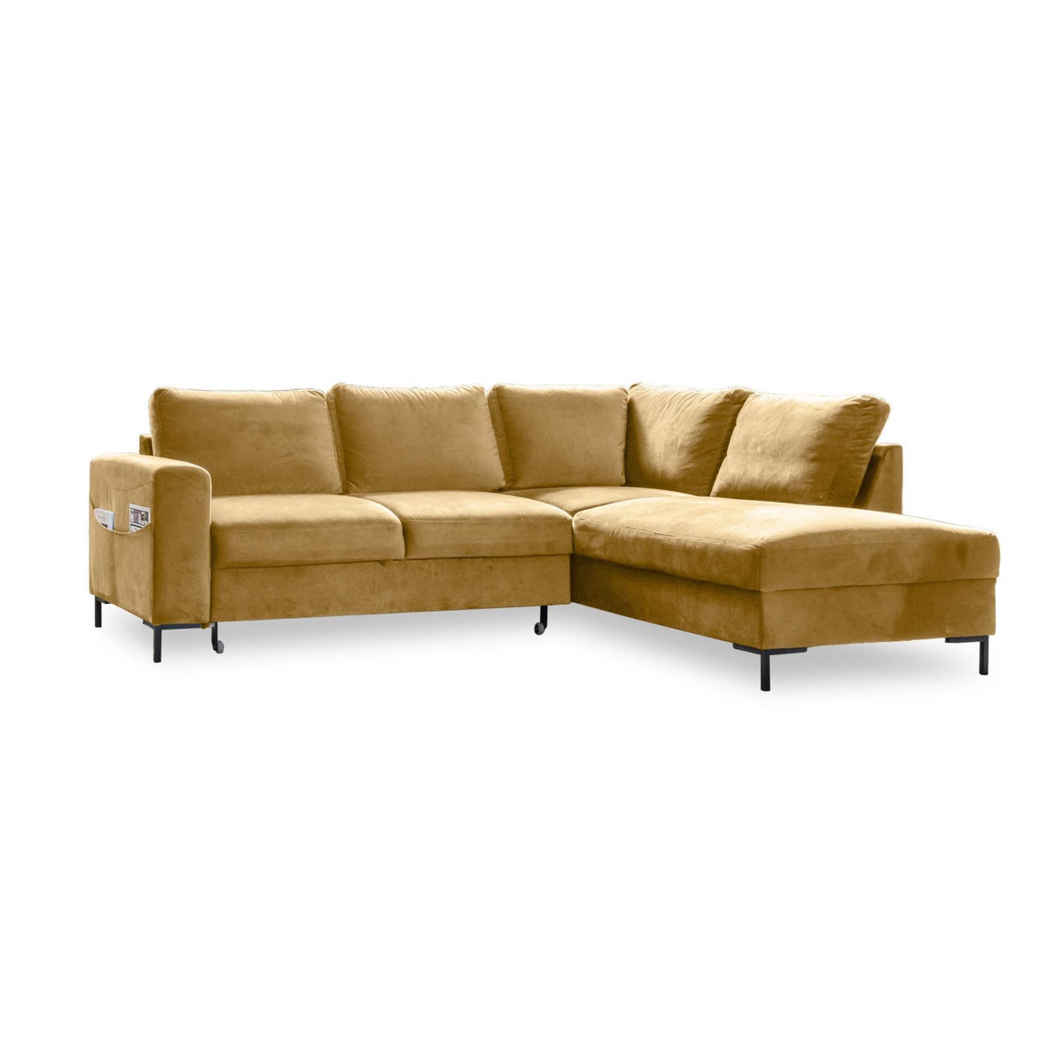 BEST MOBILIER Lilly - canapé d'angle droit - 5 places - convertible - en velours