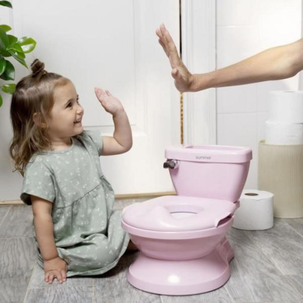 MARKET24 INGENUITY Mini Toilette fille avec Réducteur de Toilette enfant inclus, Chasse d'eau musicale