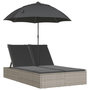 Voir la diapositive 2 : VIDAXL Chaise longue double avec coussins et parasol gris clair rotin
