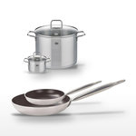 ELO Lot de 2 Poêles 24/32cm avec revêtement céramique sans PFAS et 2 Faitouts 14/26cm Elo Bistro Line Citrin