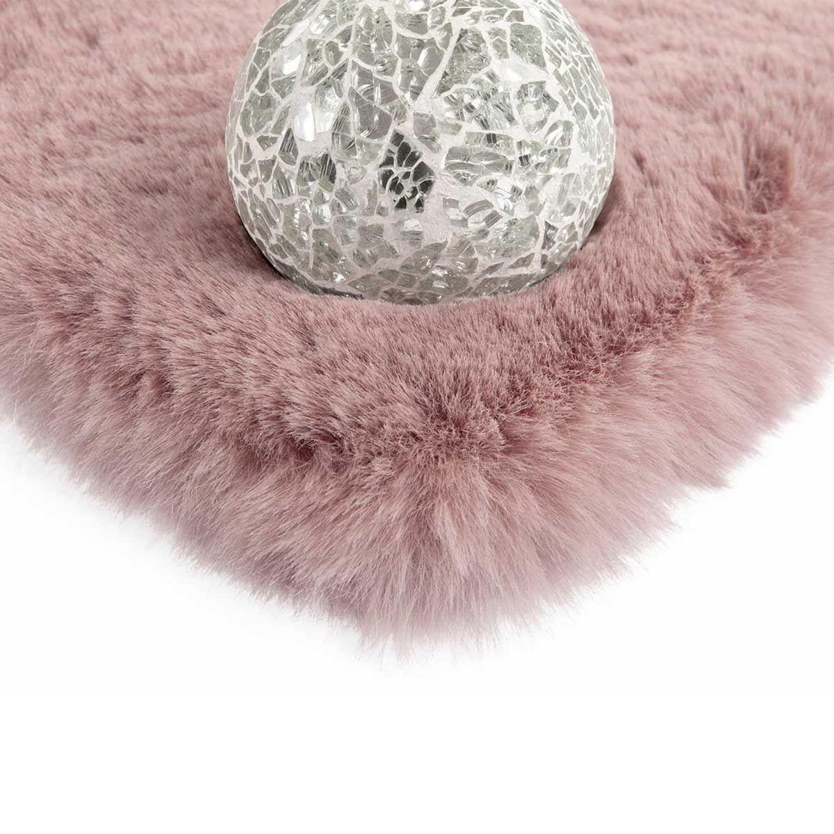 Paris Prix Tapis Uni Rond Doux à Poils Longs  Rabbit  Rose