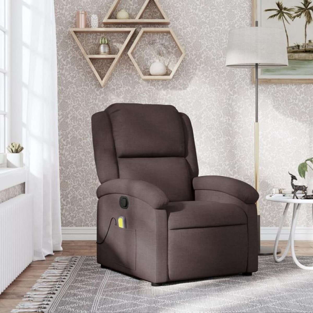 VIDAXL Fauteuil de massage inclinable Marron foncé Tissu