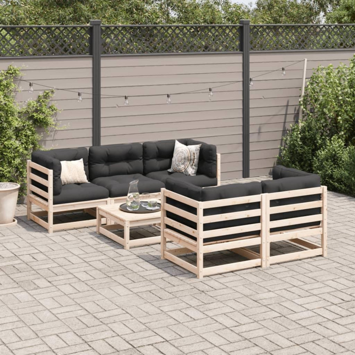 VIDAXL Salon de jardin 6 pcs bois de pin massif