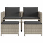 Voir la diapositive 5 : VIDAXL Canape de jardin 2 places avec table tabourets gris clair rotin