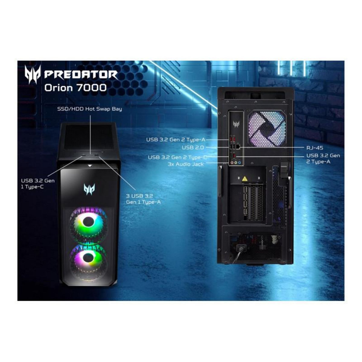 ACER Unité Centrale Acer Pc Gaming Predator Orion 7 655 Intel Core i7 14700KF 32 Go RAM DDR5 2 x 1To SSD GeForce RTX 4080 SUPER