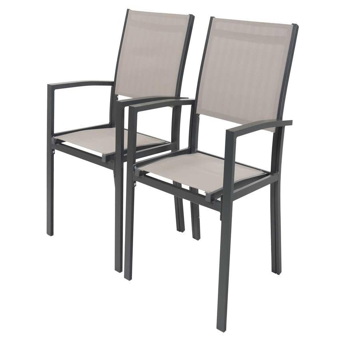 Habitat et Jardin Fauteuil jardin Alu/Textilène  Tropic  - Phoenix - Taupe - Lot de 2