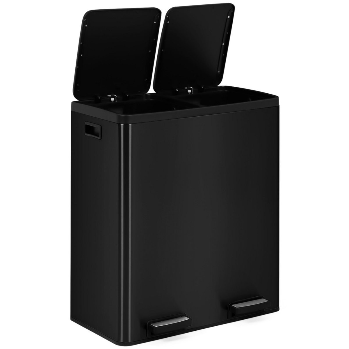 ID MARKET Poubelle de cuisine tri sélectif 2 x 30L noir 2 seaux amovibles et pédales en métal