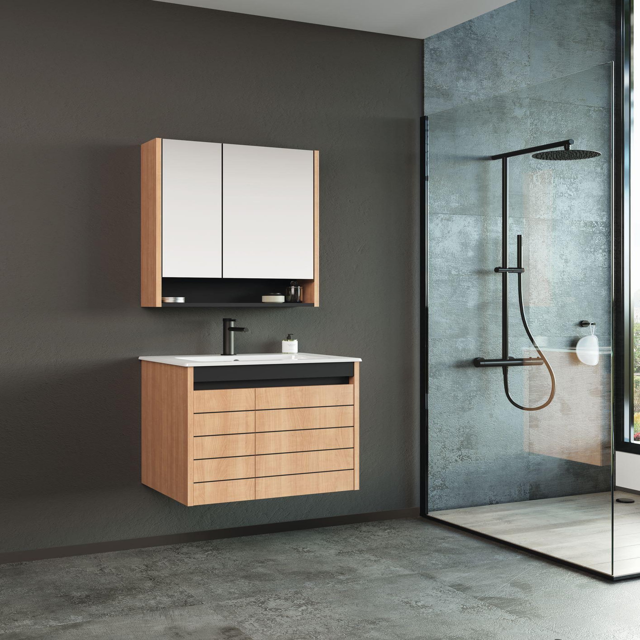 Voir la diapositive 3 : Habitat et Jardin Meuble Vasque  Ricato 60  - 61 x 47 x 62 cm - Walnut