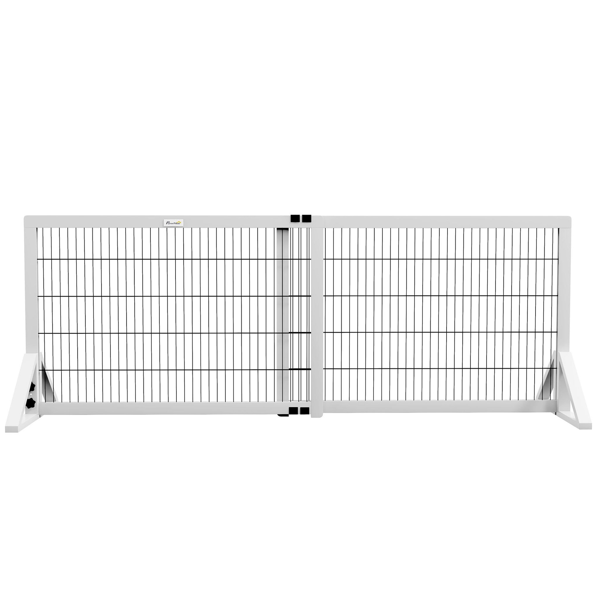 PAWHUT Barrière de sécurité pour chien barrière de protection à 2 panneaux largeur réglable 101-181 cm en bois acier blanc