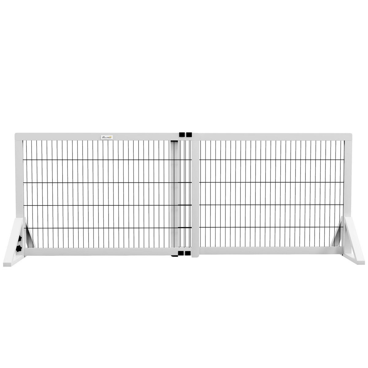 PAWHUT Barrière de sécurité pour chien barrière de protection à 2 panneaux largeur réglable 101-181 cm en bois acier blanc