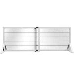 PAWHUT Barrière de sécurité pour chien barrière de protection à 2 panneaux largeur réglable 101-181 cm en bois acier blanc