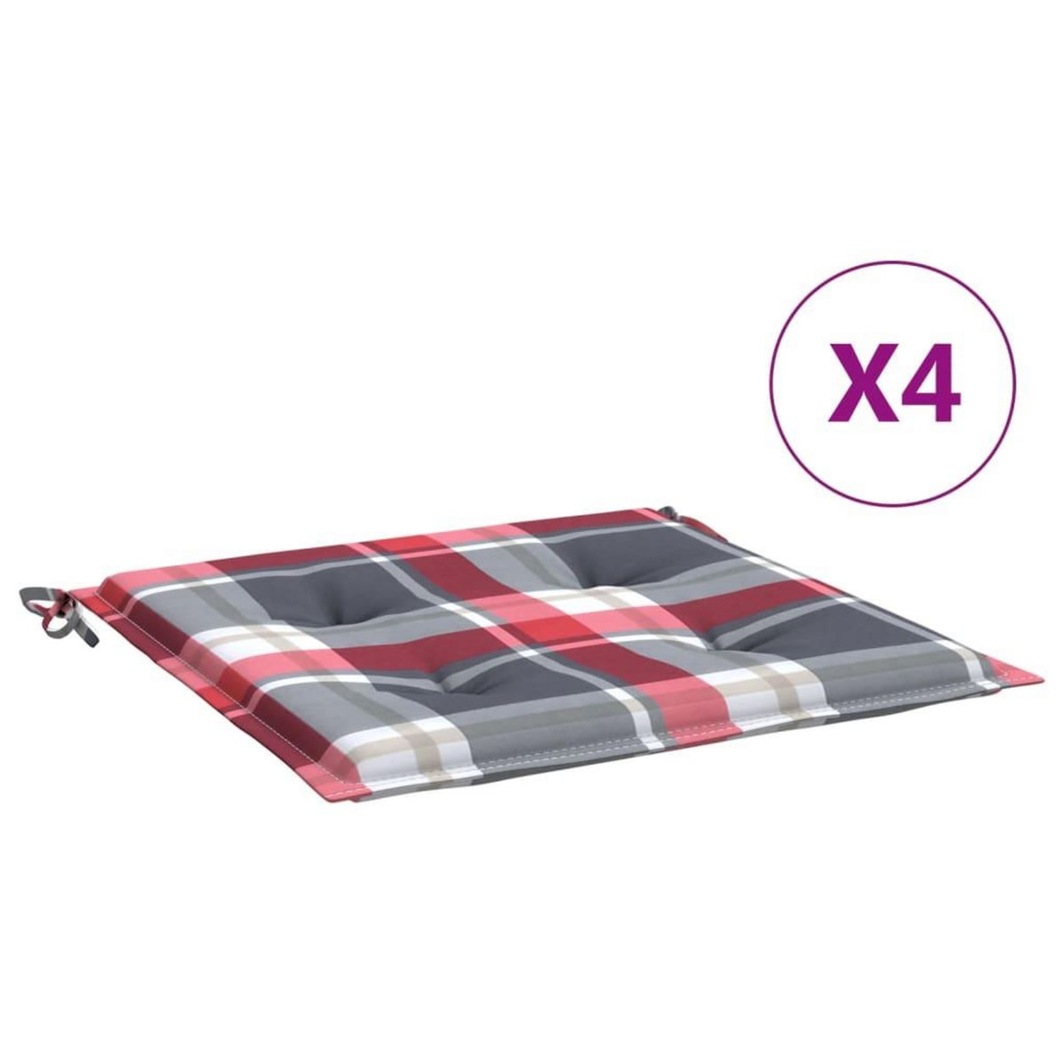 VIDAXL Coussins de chaise de jardin lot de 4 carreaux rouges 50x50x3cm
