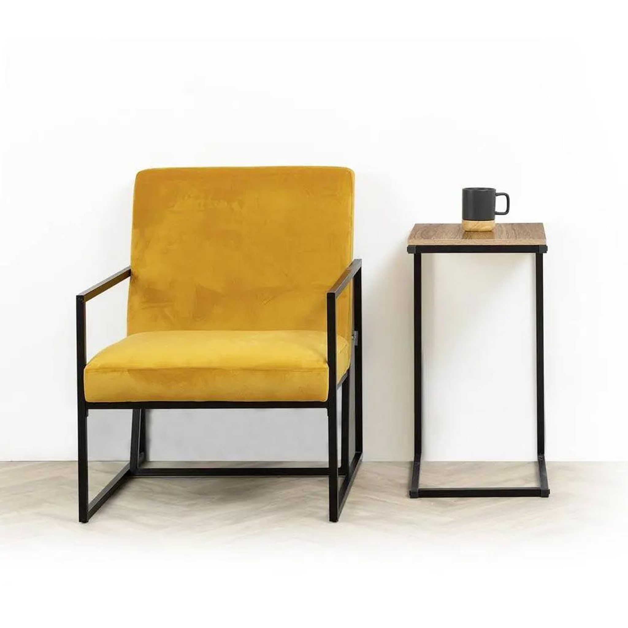 Voir la diapositive 2 : FIVE Table d'appoint design  linoya  66cm naturel & noir