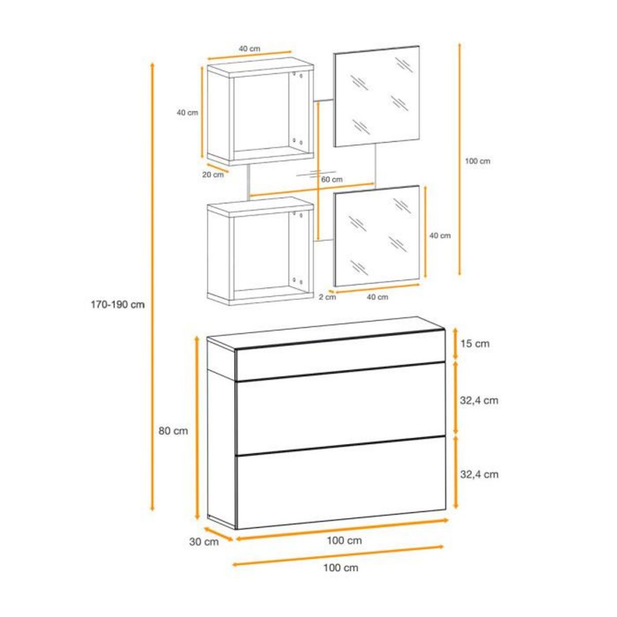 Paris Prix Ensemble Dressing Design  Easy V  190cm Naturel