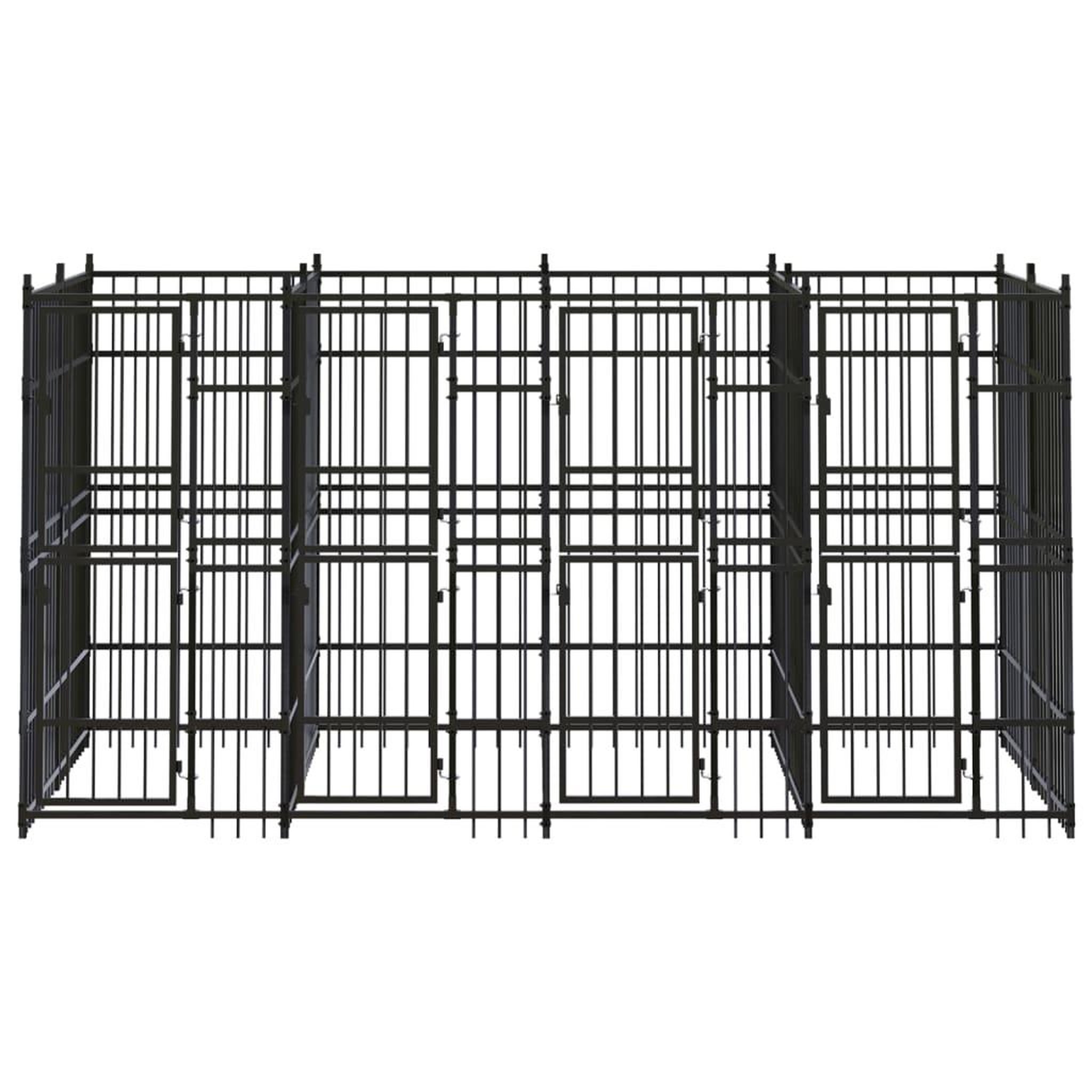 Voir la diapositive 2 : VIDAXL Chenil d'exterieur pour chiens Acier 7,37 m²