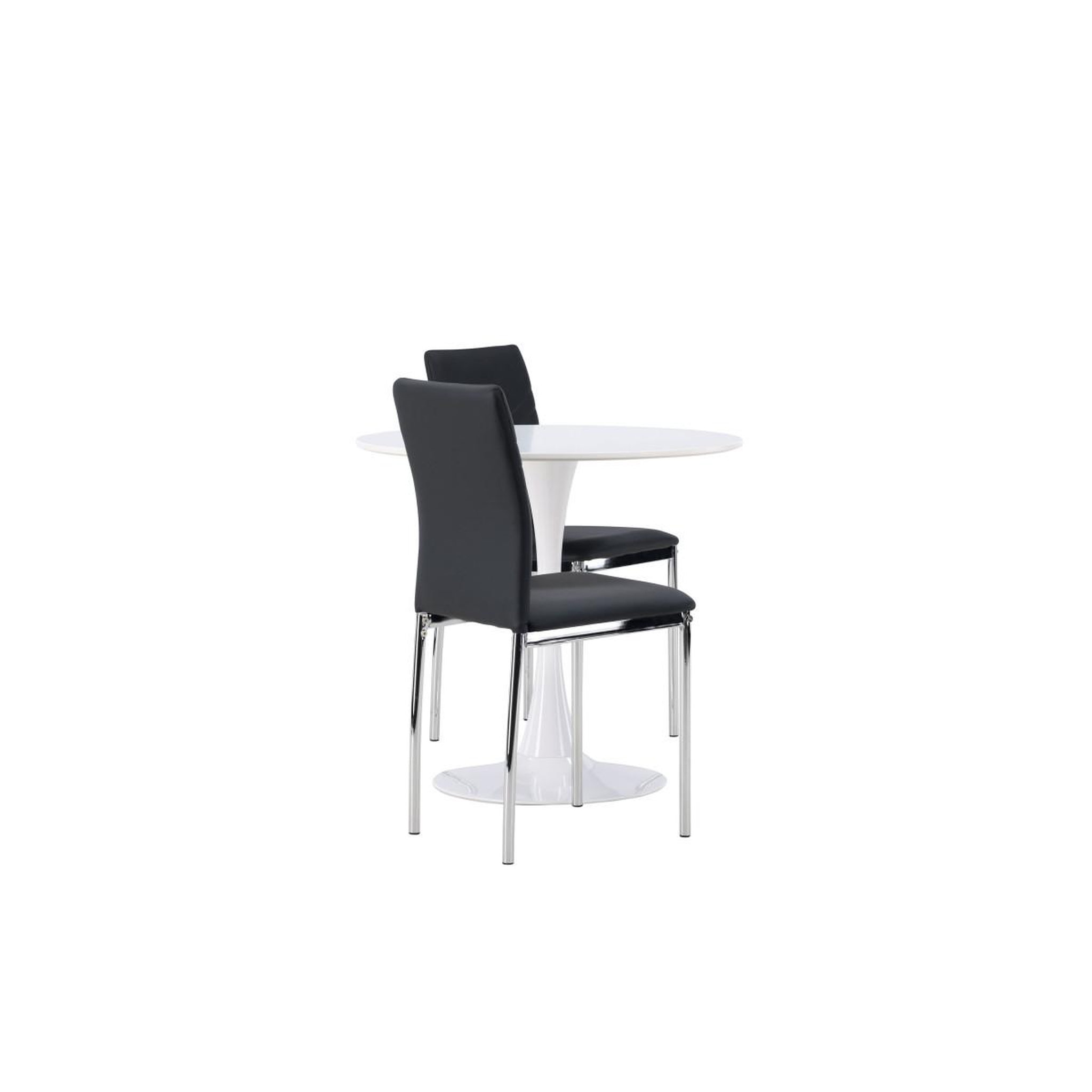 Voir la diapositive 2 : Paris Prix Ensemble table à manger & 2 chaises  hamden & lily  80cm blanc & noir