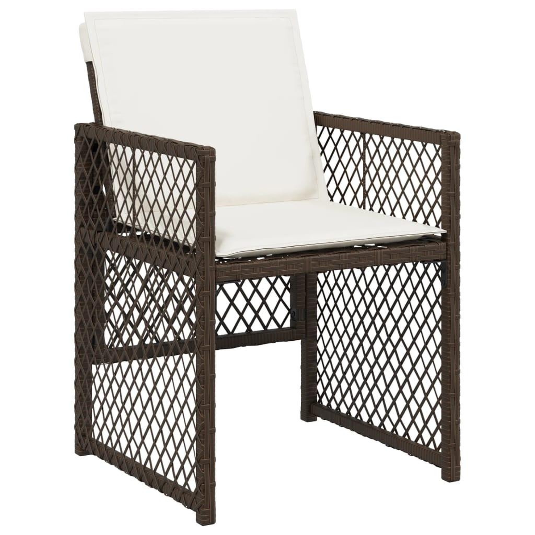 Voir la diapositive 4 : VIDAXL Ensemble a manger de jardin avec coussins 13 pcs marron rotin