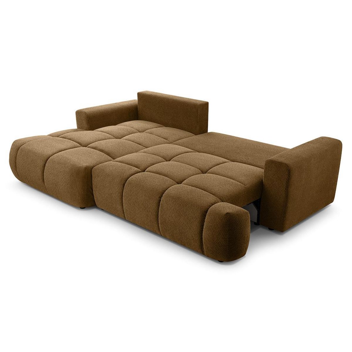 BEST MOBILIER Leonie - canapé d'angle gauche 4 places convertible avec coffre en velours texturé