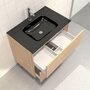  Pack Meuble de salle de bain 80x50 cm Chêne blond - 2 tiroirs - vasque en verre noire