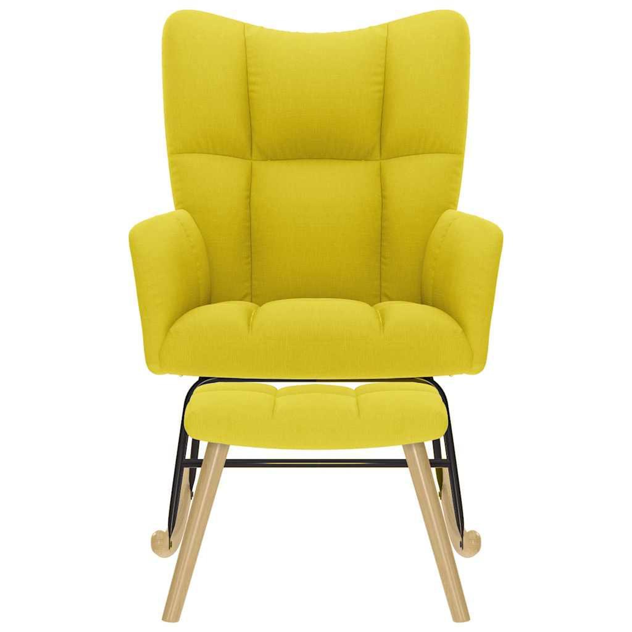 Voir la diapositive 4 : VIDAXL Chaise a bascule avec repose-pied jaune clair tissu